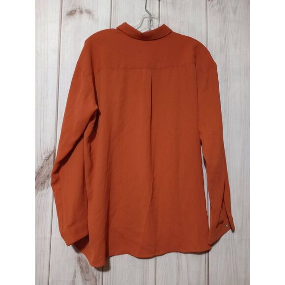 J Jill Shirt Ladies Large Orange Button Front Long Sleeve - Picture 2 of 8